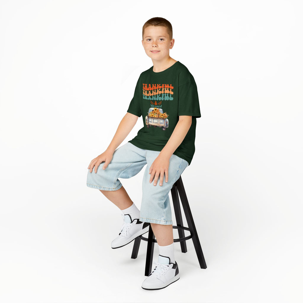 Thankful Kids Tee | Cute Autumn T-Shirt | Thanksgiving Gift | Kids Holiday Wear | Family Gathering Apparel