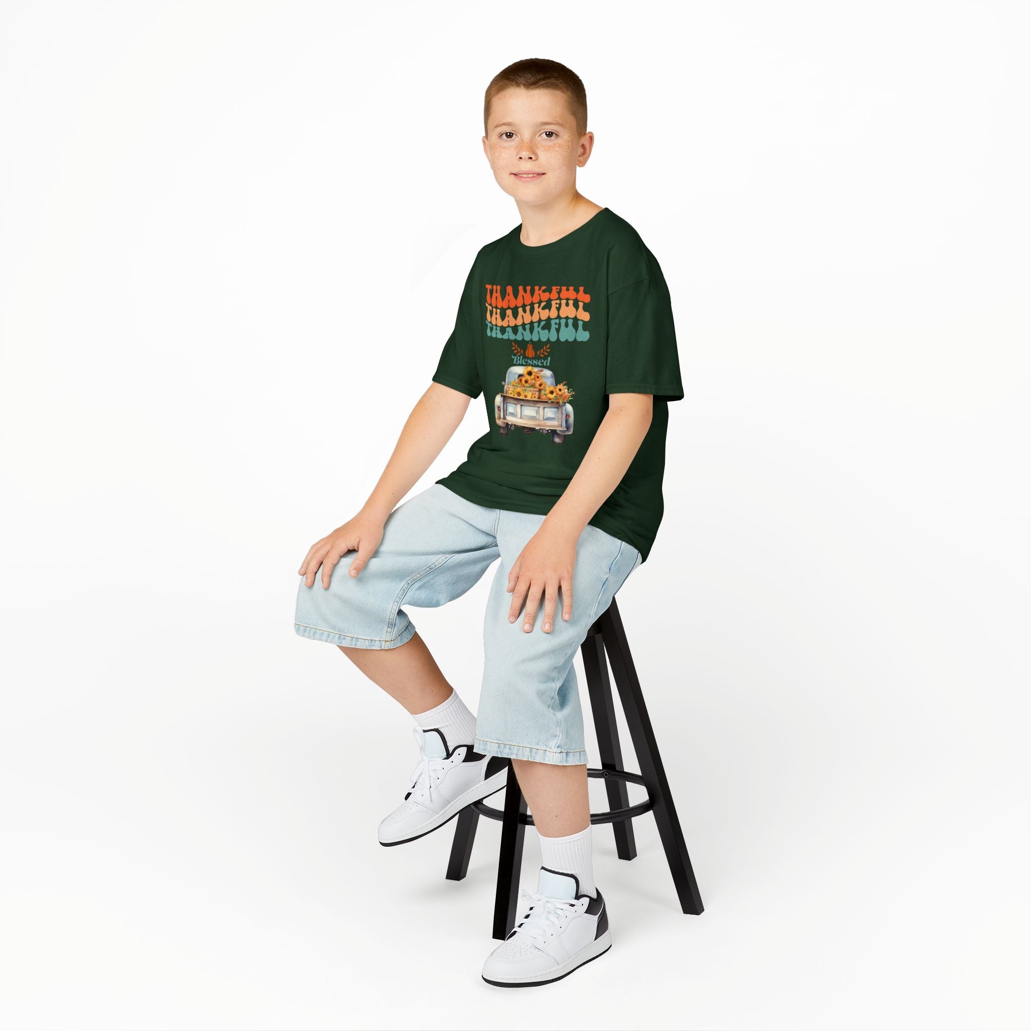 Thankful Kids Tee | Cute Autumn T-Shirt | Thanksgiving Gift | Kids Holiday Wear | Family Gathering Apparel