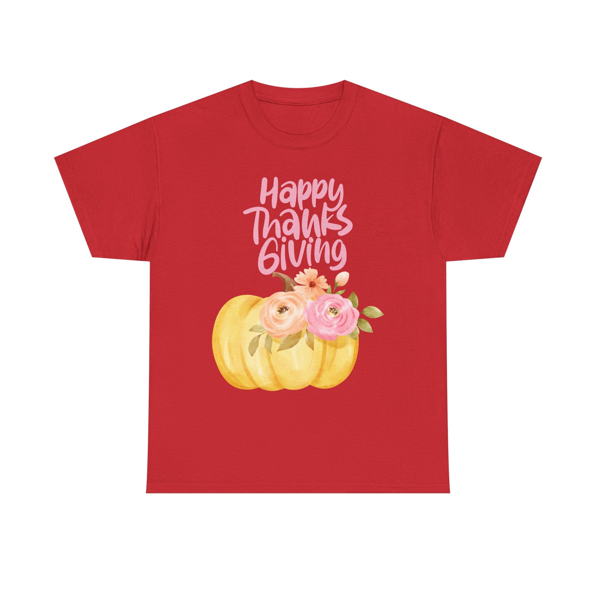 Thanksgiving Floral Tee, Holiday Shirt, Fall Fashion, Gifts for Her, Pumpkin T-Shirt, Autumn Apparel, Friendsgiving Outfit