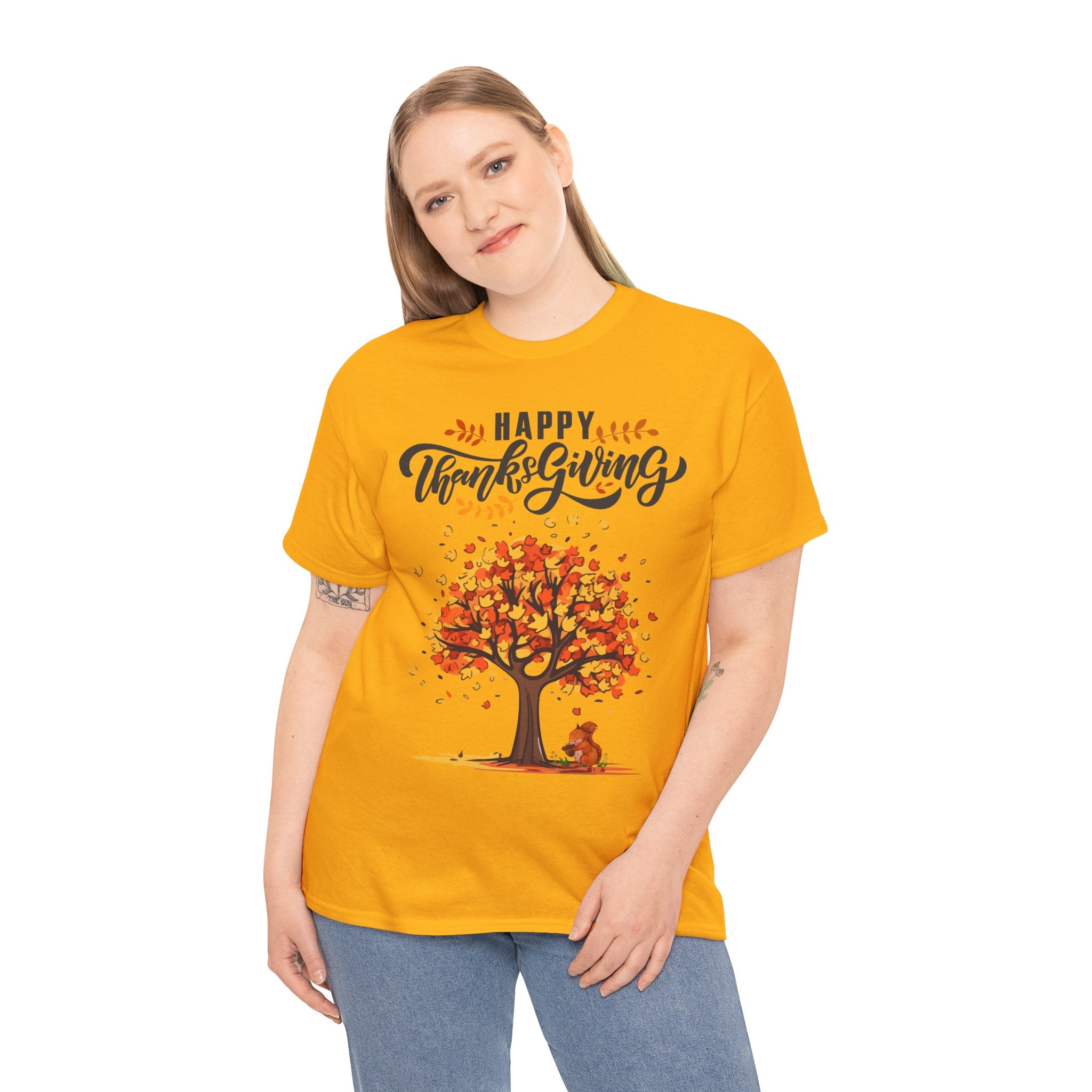 Happy Thanksgiving Tree Unisex Tee, Autumn Shirt, Holiday Apparel, Fall Fashion, Seasonal Gift