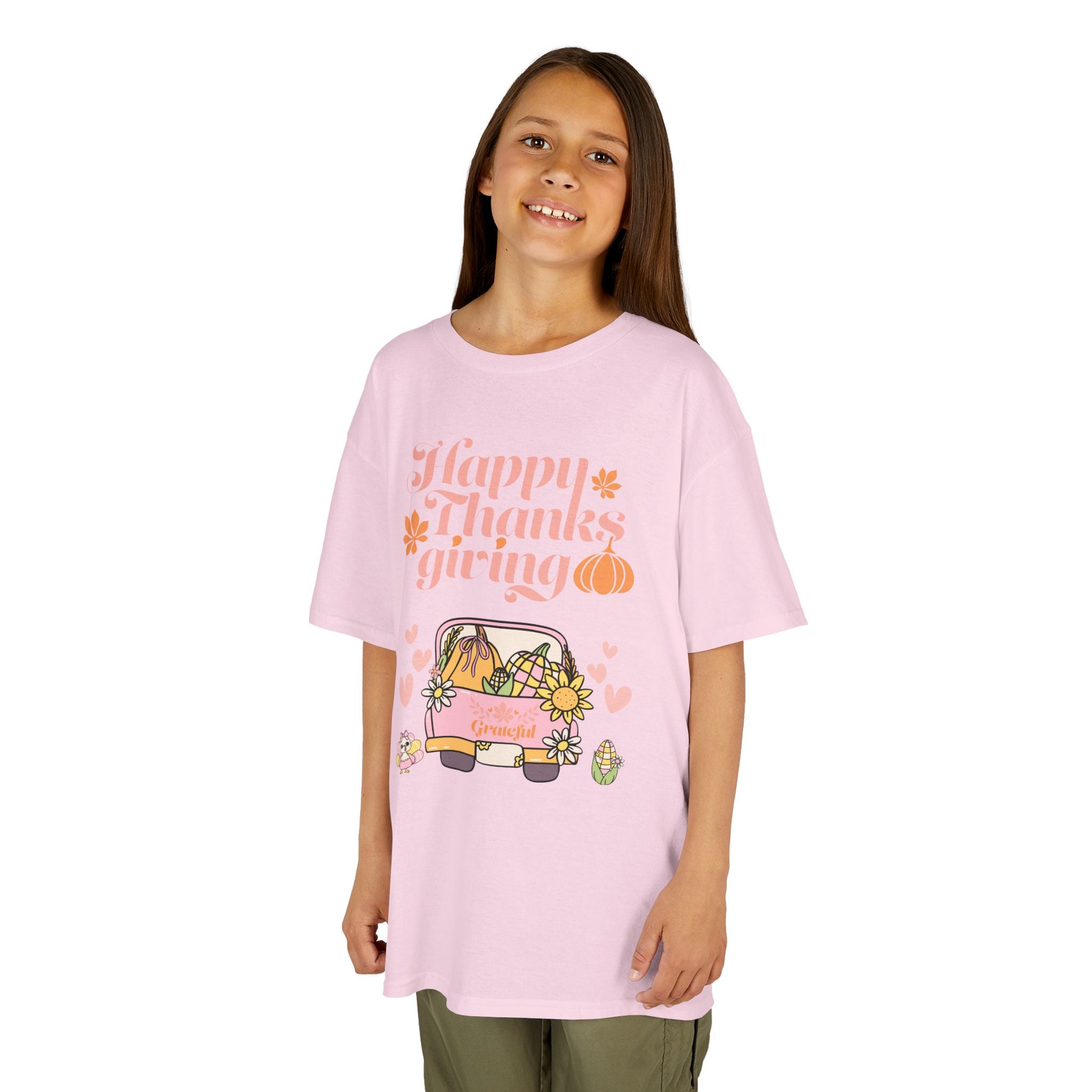 Happy Thanksgiving Kids Tee, Fall T-Shirt, Cute Pumpkin Shirt, Autumn Apparel, Kids Harvest Tee, Seasonal Kids Clothing