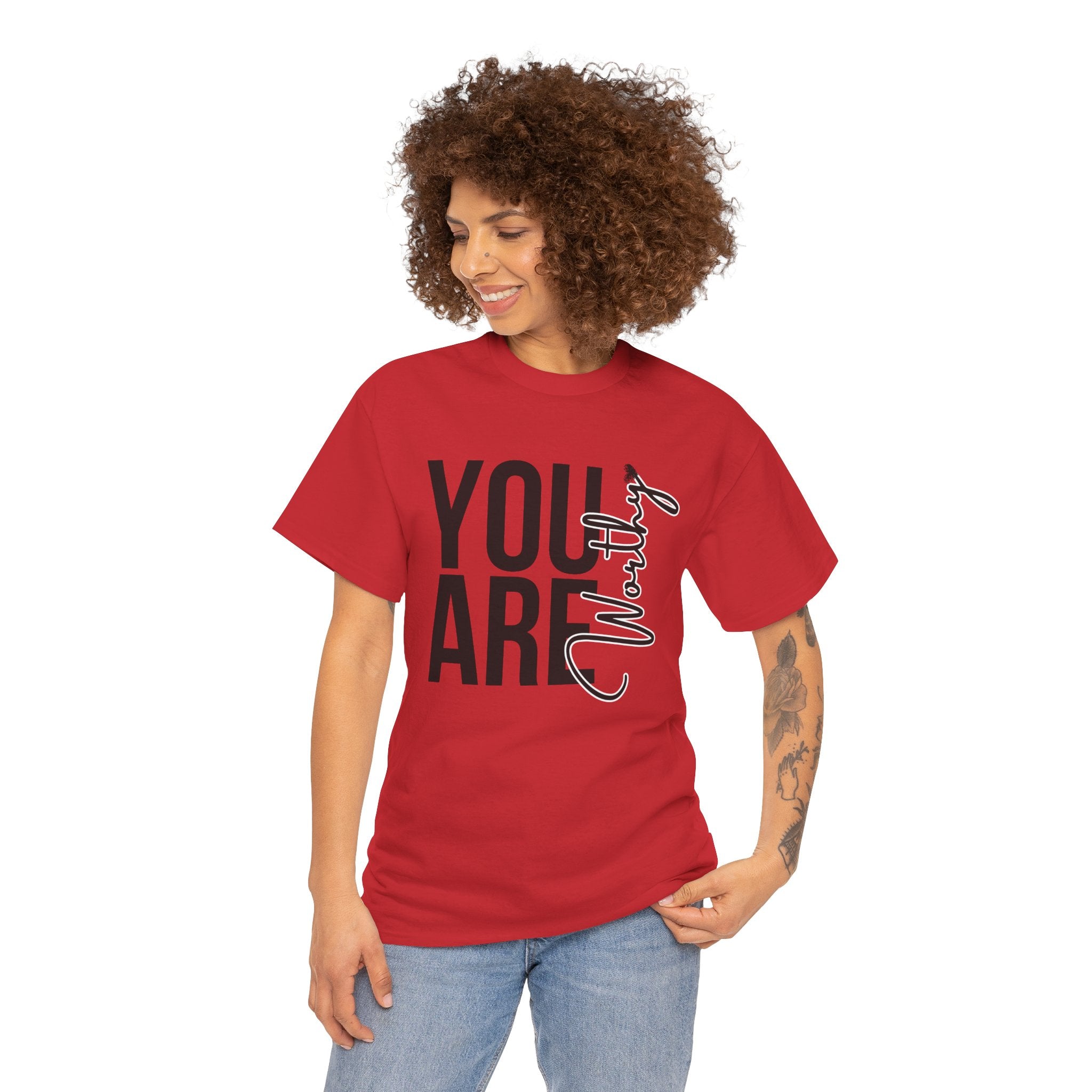 You Are Worthy Unisex Heavy Cotton Tee, Motivational Quote Shirt, Gift for Friends, Self-Love Tee, Uplifting Apparel, Positive [...]