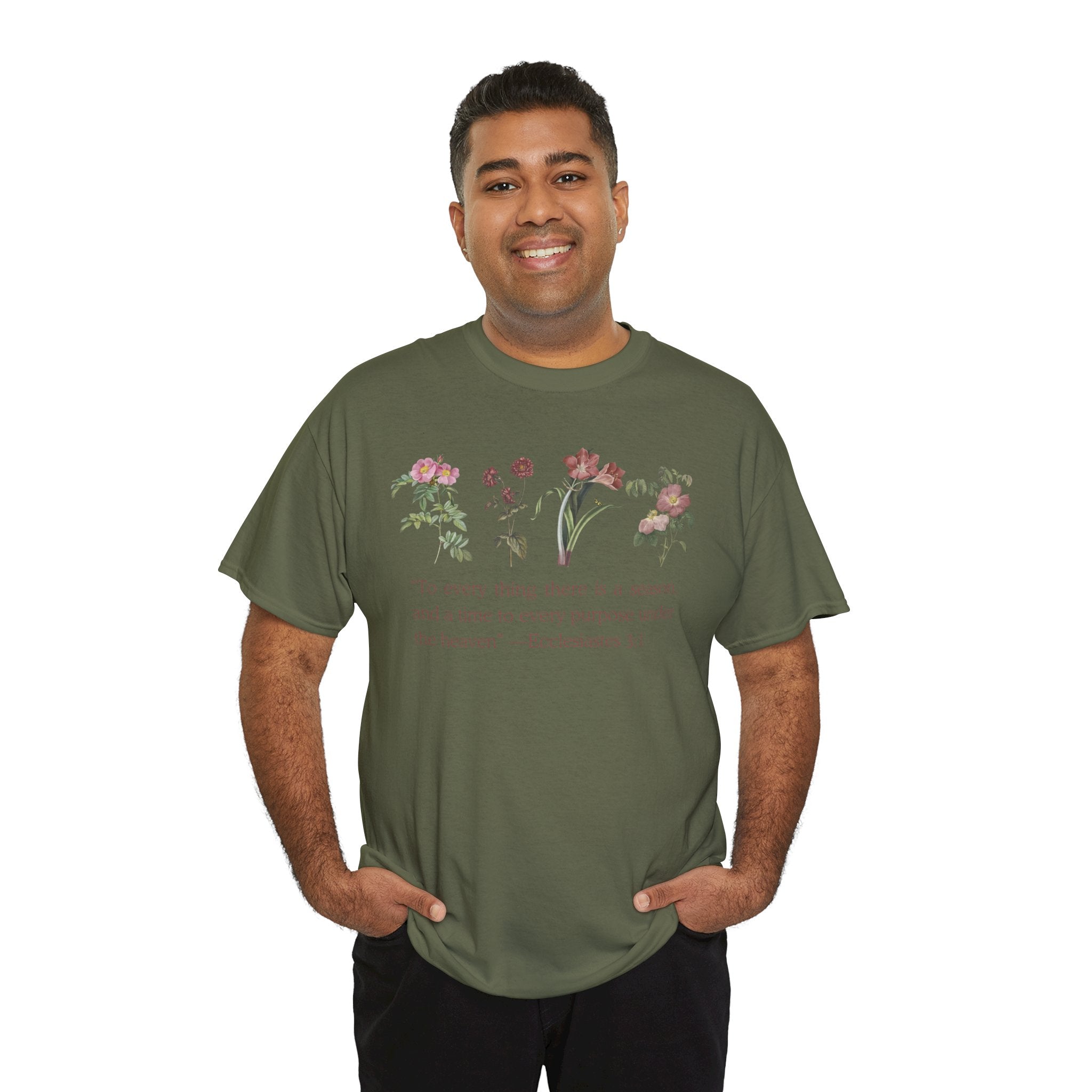 Christian -Biblical Inspirational Floral Quote Tee, Nature Lover Gift, Eco-Friendly Fashion, Casual Everyday Wear