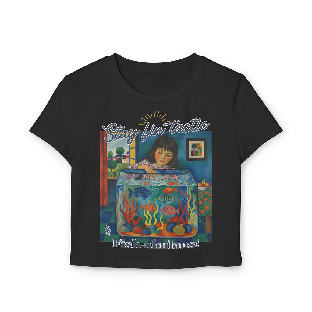 Fish-abulous T-Shirt — Stay Fin-tastic Design- Whimsical Women's Baby Tee, Fish & Art Lover Apparel, Gift for Her,
