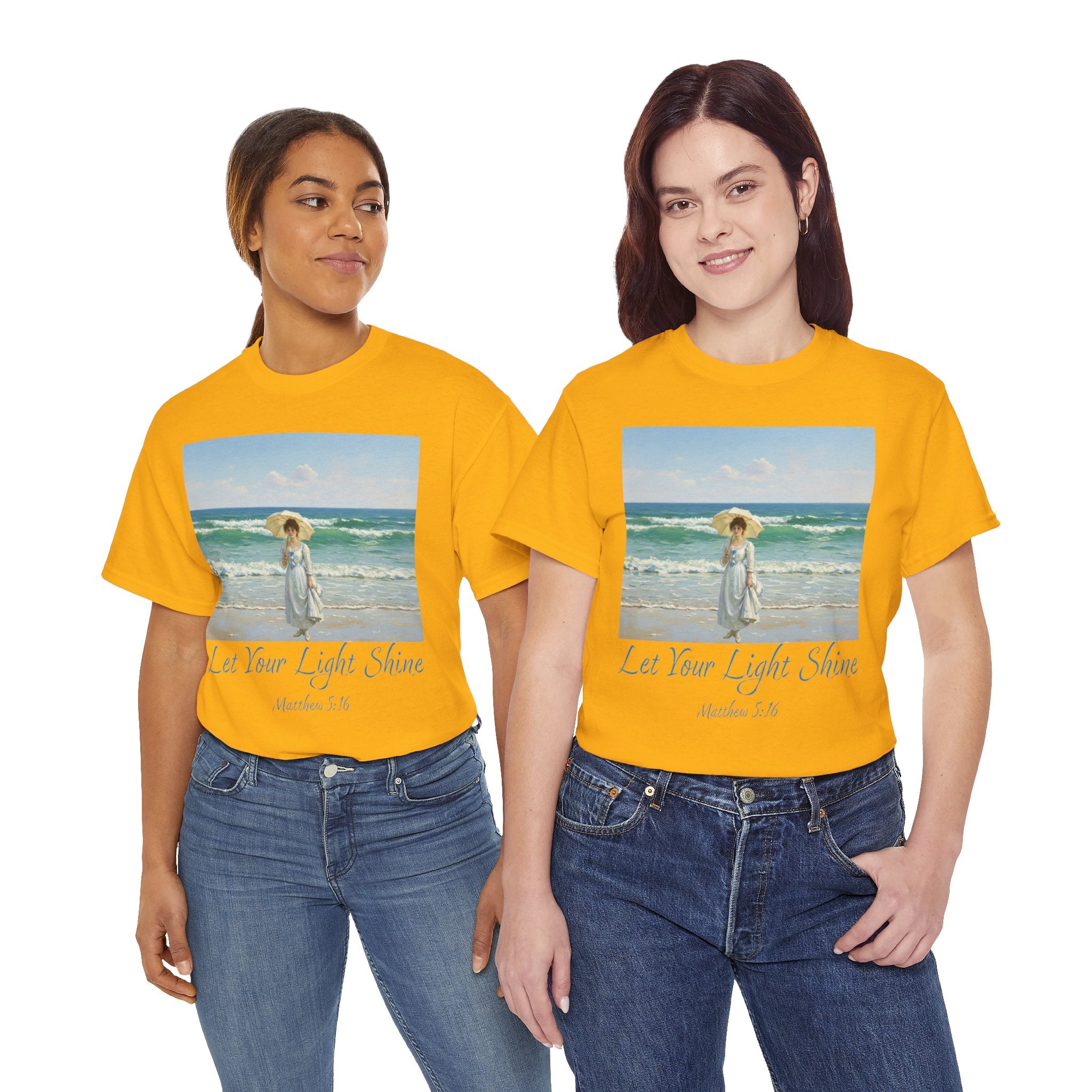 Let Your Light Shine- A Figure with a Parasol-Monet Style- Unisex Cotton Tee, Beach Vibes Shirt, Inspirational Summer Tee, Casual Gift for Her, Perfect for Days at the Shore