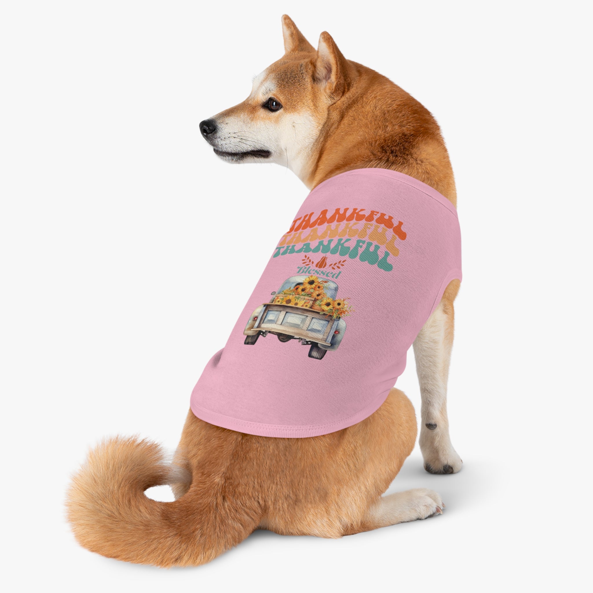 Thankful Pet Tank Top, Cute Dog Shirt, Pet Apparel, Blessed Pet Wear, Fall Fashion for Pets, Gifts for Dog Lovers