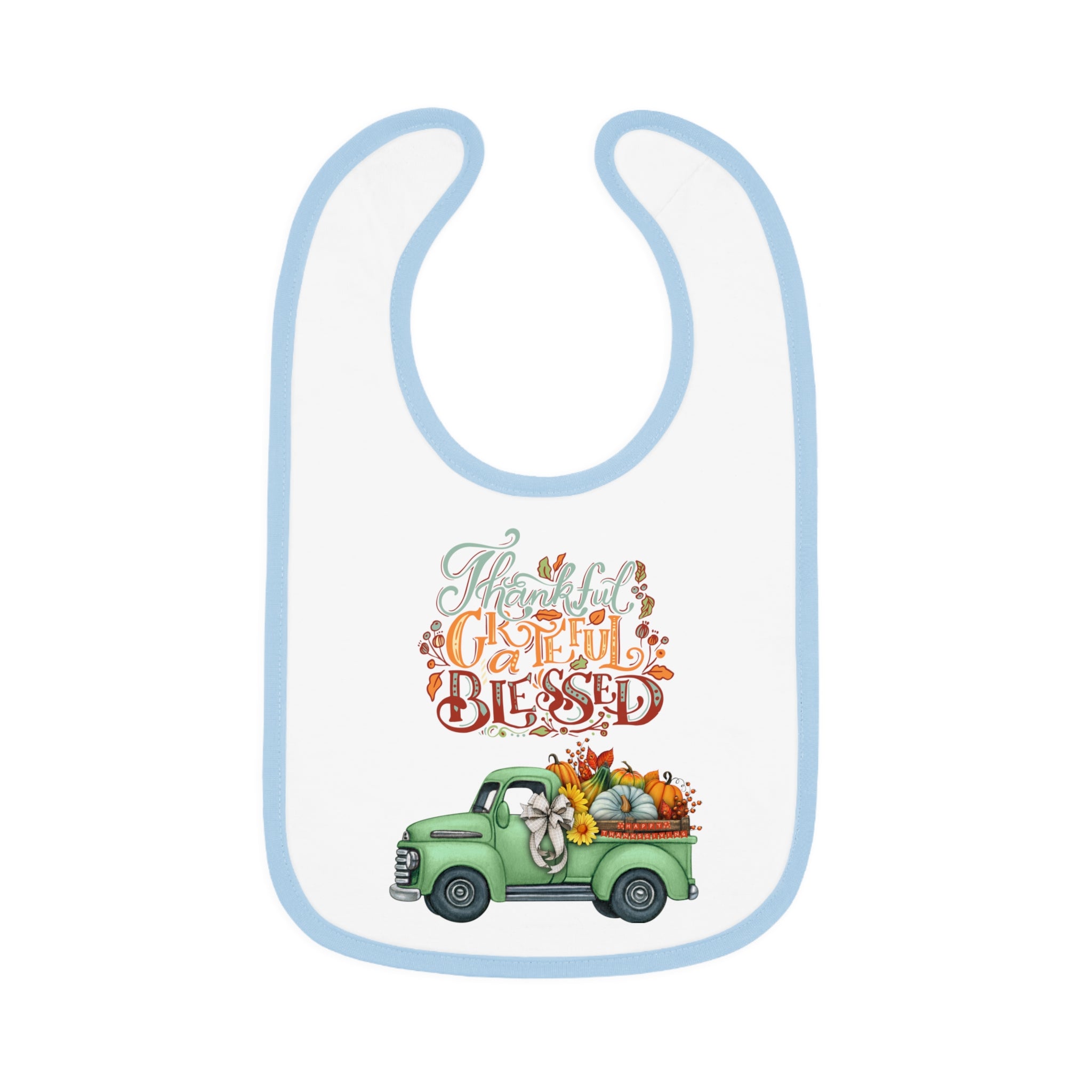 Thankful Bib for Babies | Grateful & Blessed Baby Bib | Cute Fall Bib for Toddlers | Thanksgiving Baby Gift | Holiday Feeding Bib