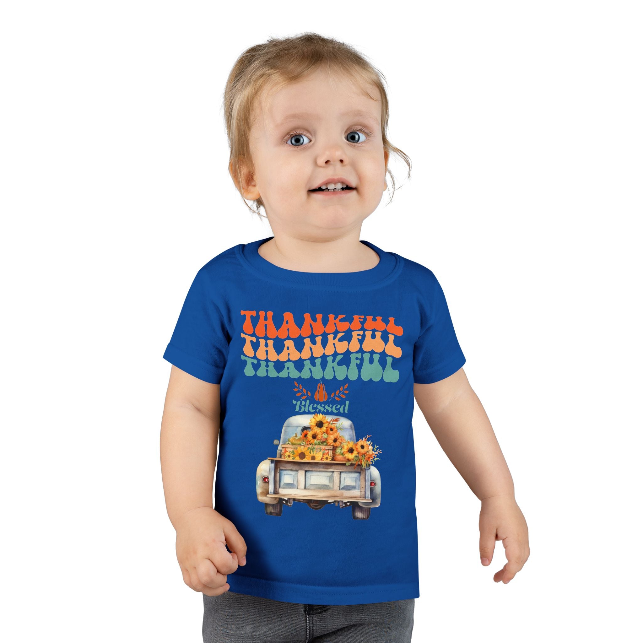Toddler T-Shirt - Thankful Vintage Car Design, Cute Autumn Apparel, Fall Celebration Shirt, Kids Gratitude Tee, Gifts for Thanksgiving