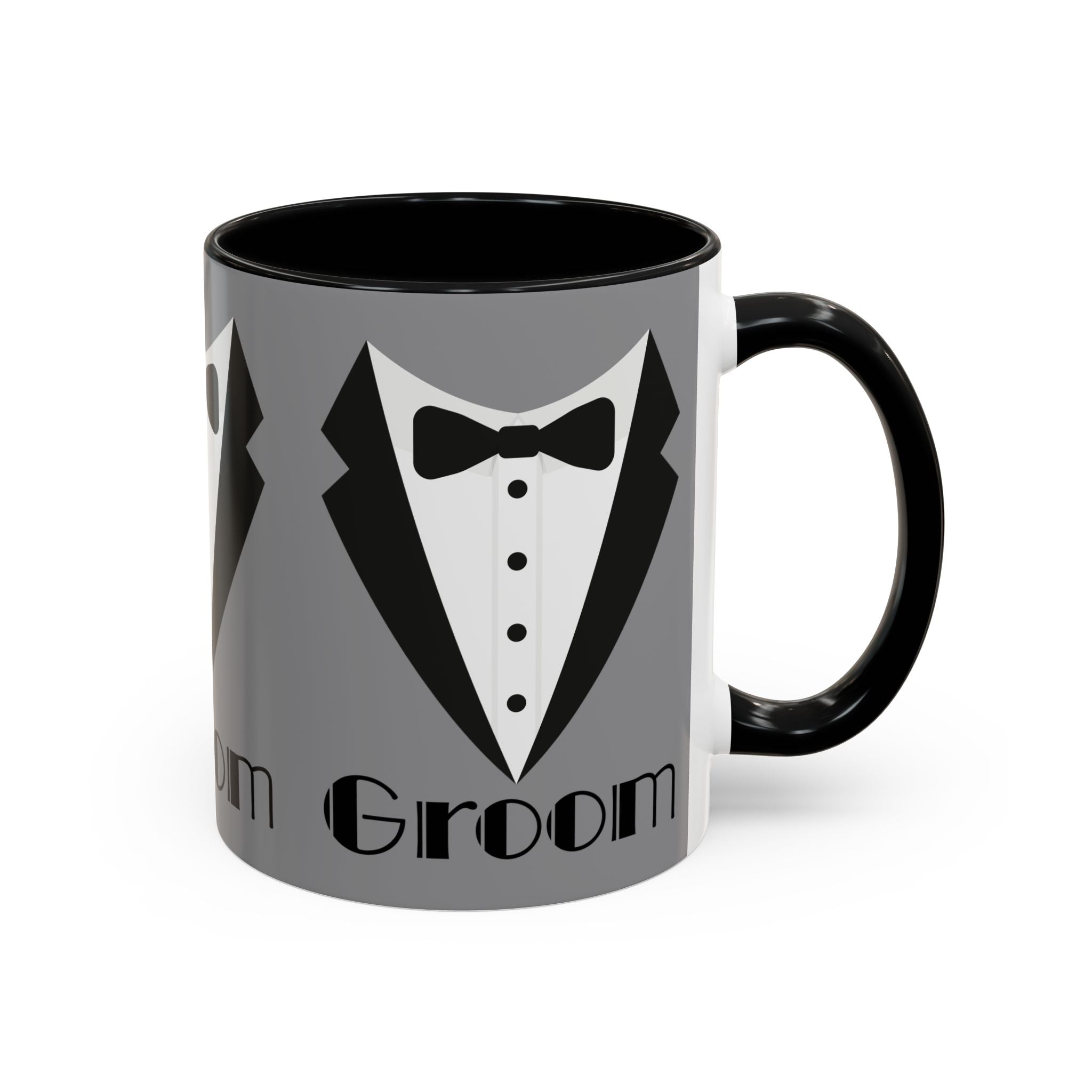 Groom Coffee Mug, Wedding Gift, Groomsmen Party Mug, Black and White Accent Mug, Engagement Celebration