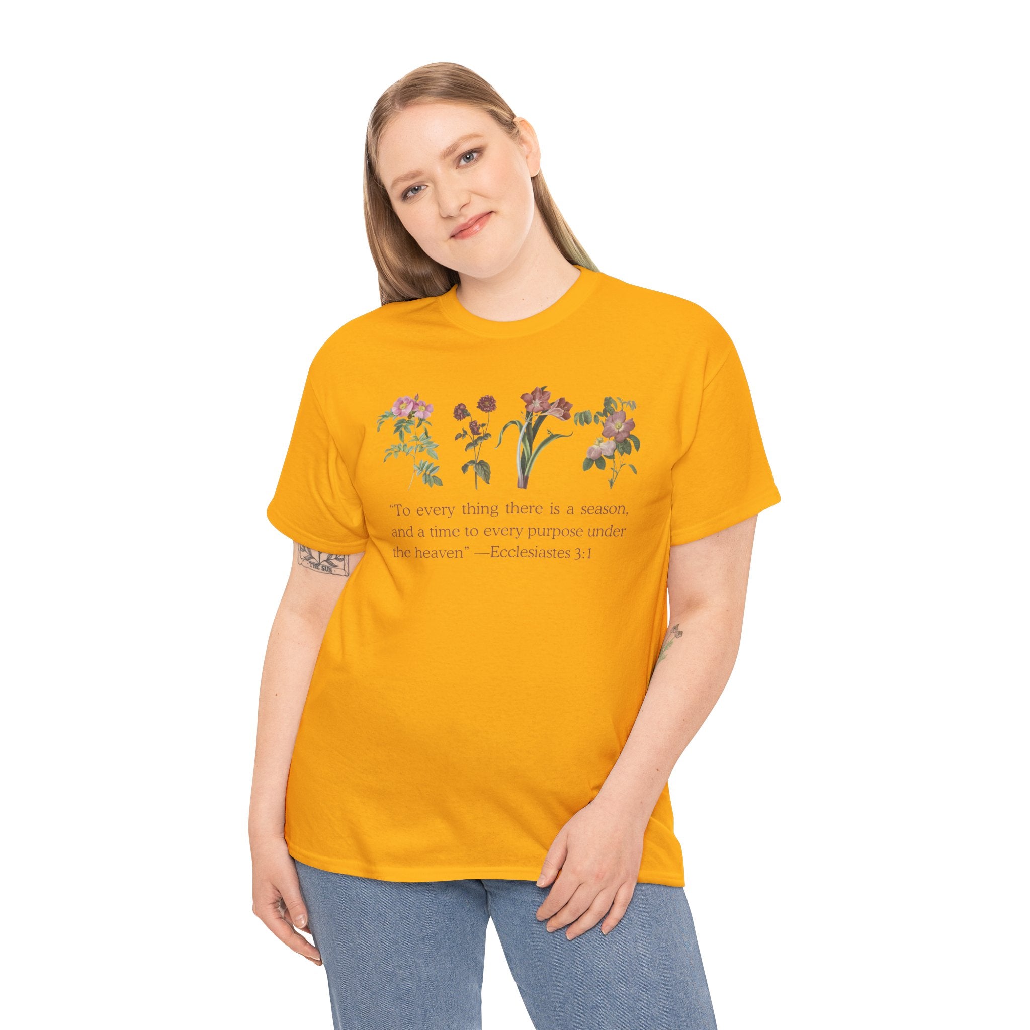 Christian -Biblical Inspirational Floral Quote Tee, Nature Lover Gift, Eco-Friendly Fashion, Casual Everyday Wear
