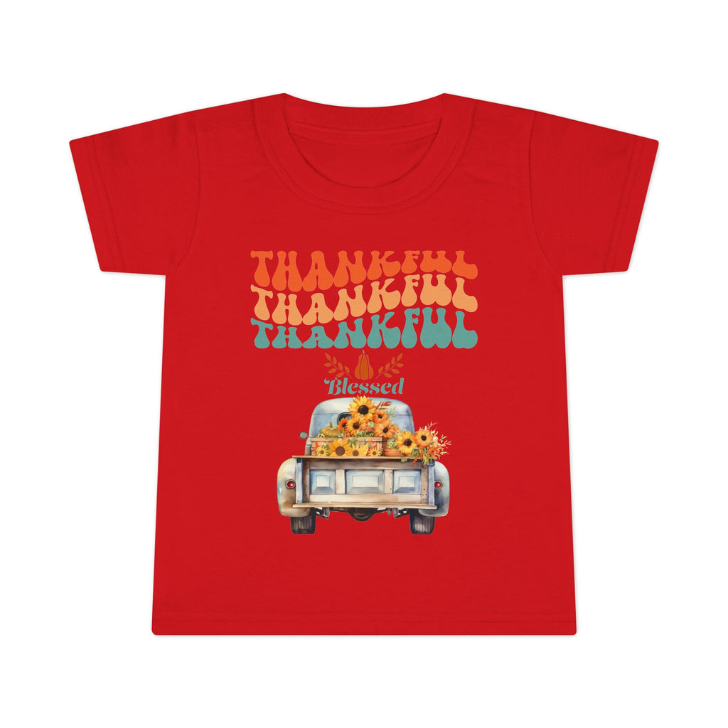 Toddler T-Shirt - Thankful Vintage Car Design, Cute Autumn Apparel, Fall Celebration Shirt, Kids Gratitude Tee, Gifts for Thanksgiving