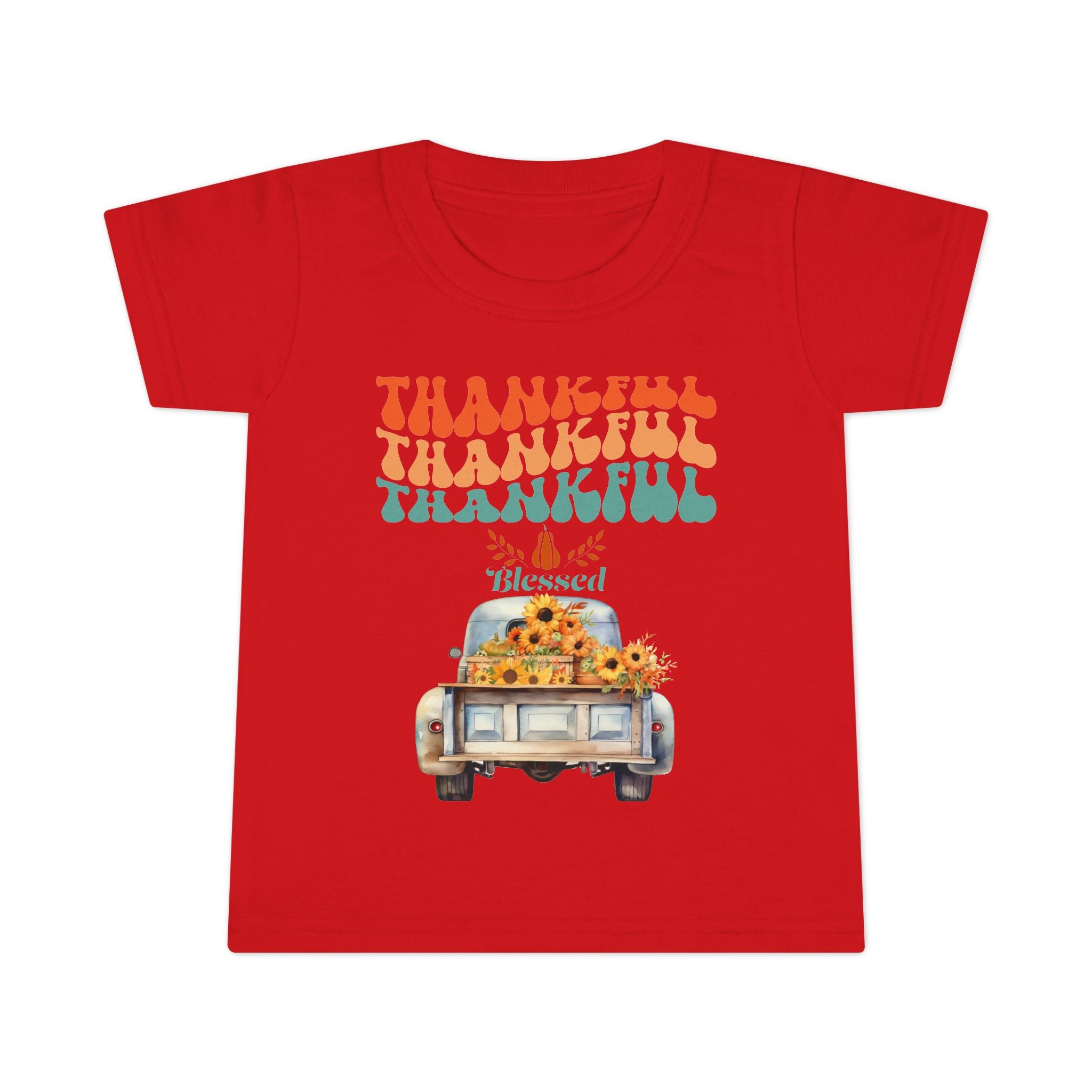 Toddler T-Shirt - Thankful Vintage Car Design, Cute Autumn Apparel, Fall Celebration Shirt, Kids Gratitude Tee, Gifts for Thanksgiving