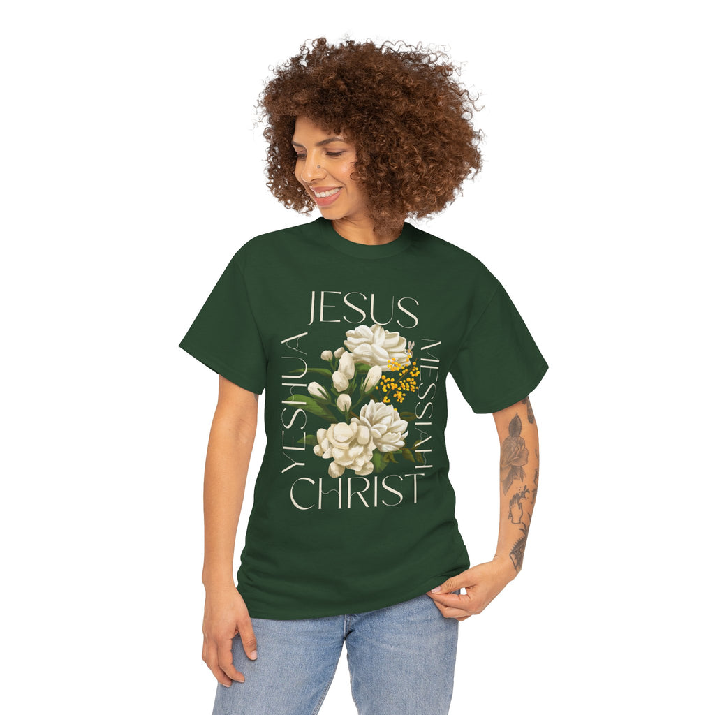 Floral Jesus Christ Tee, Spiritual T-Shirt, Inspirational Unisex Cotton Shirt, Gift for Believers, Christian Apparel