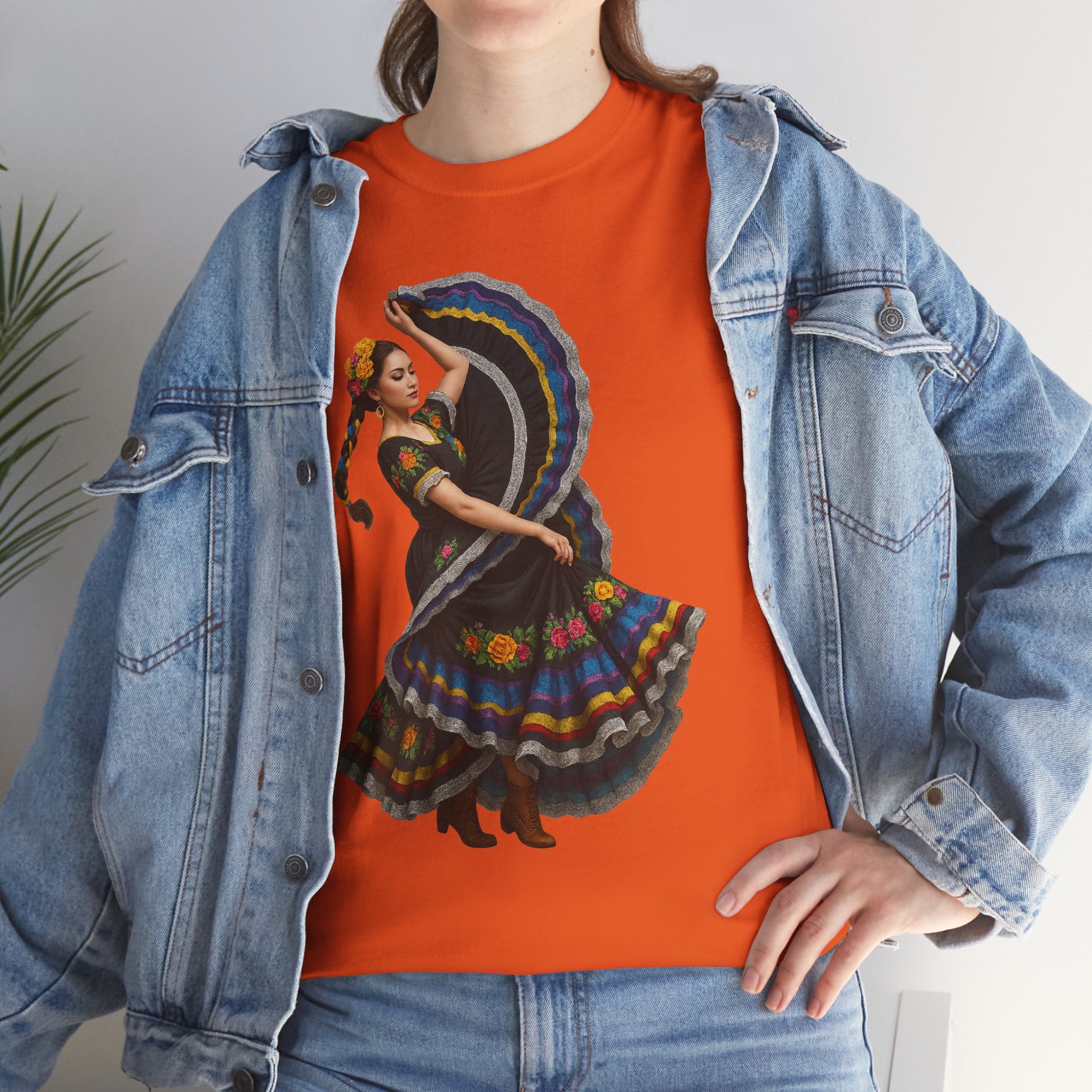 Folklórico Cultural Dance Graphic Tee, Unisex Heavy Cotton T-Shirt, Festival Apparel, Bohemian Style Shirt, Gift for Dancers, Ethnic Art Tee