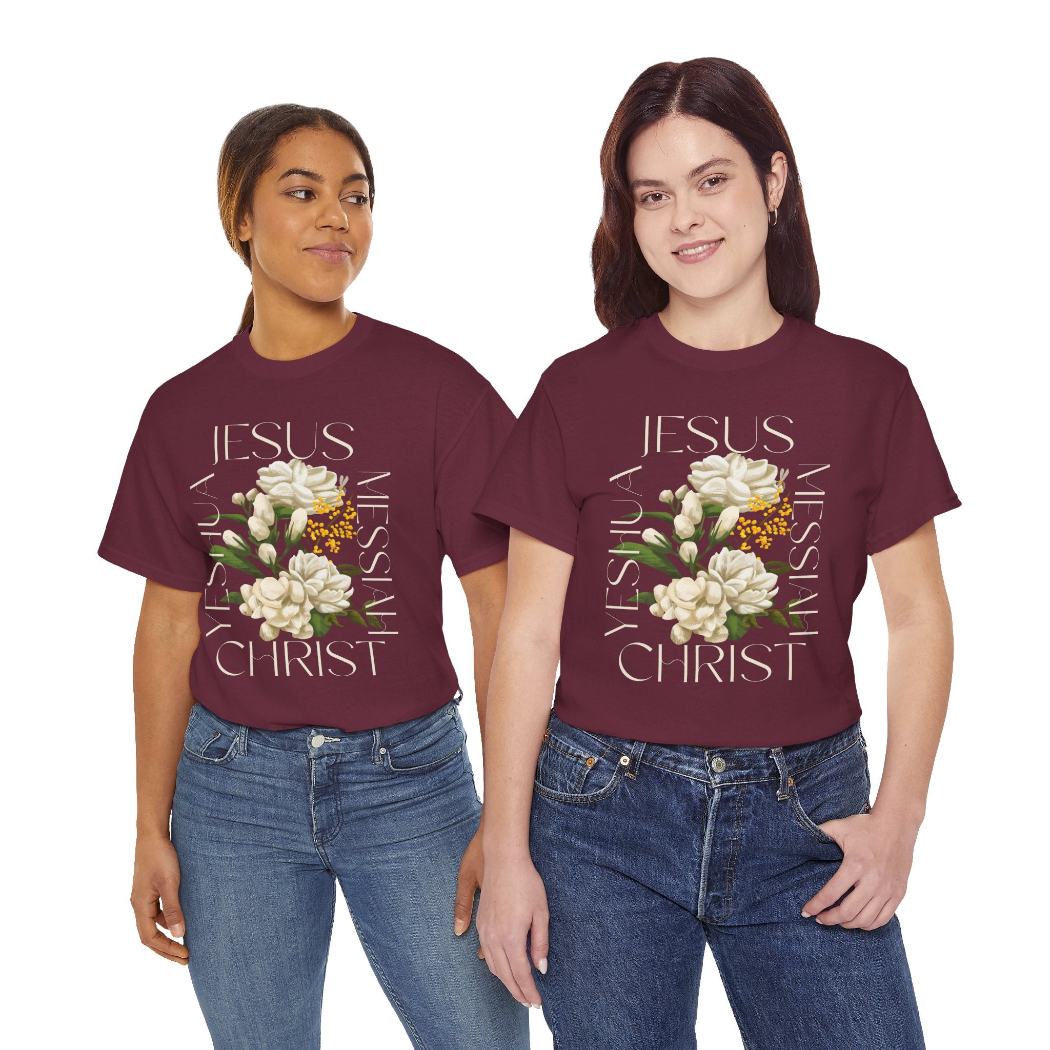 Floral Jesus Christ Tee, Spiritual T-Shirt, Inspirational Unisex Cotton Shirt, Gift for Believers, Christian Apparel