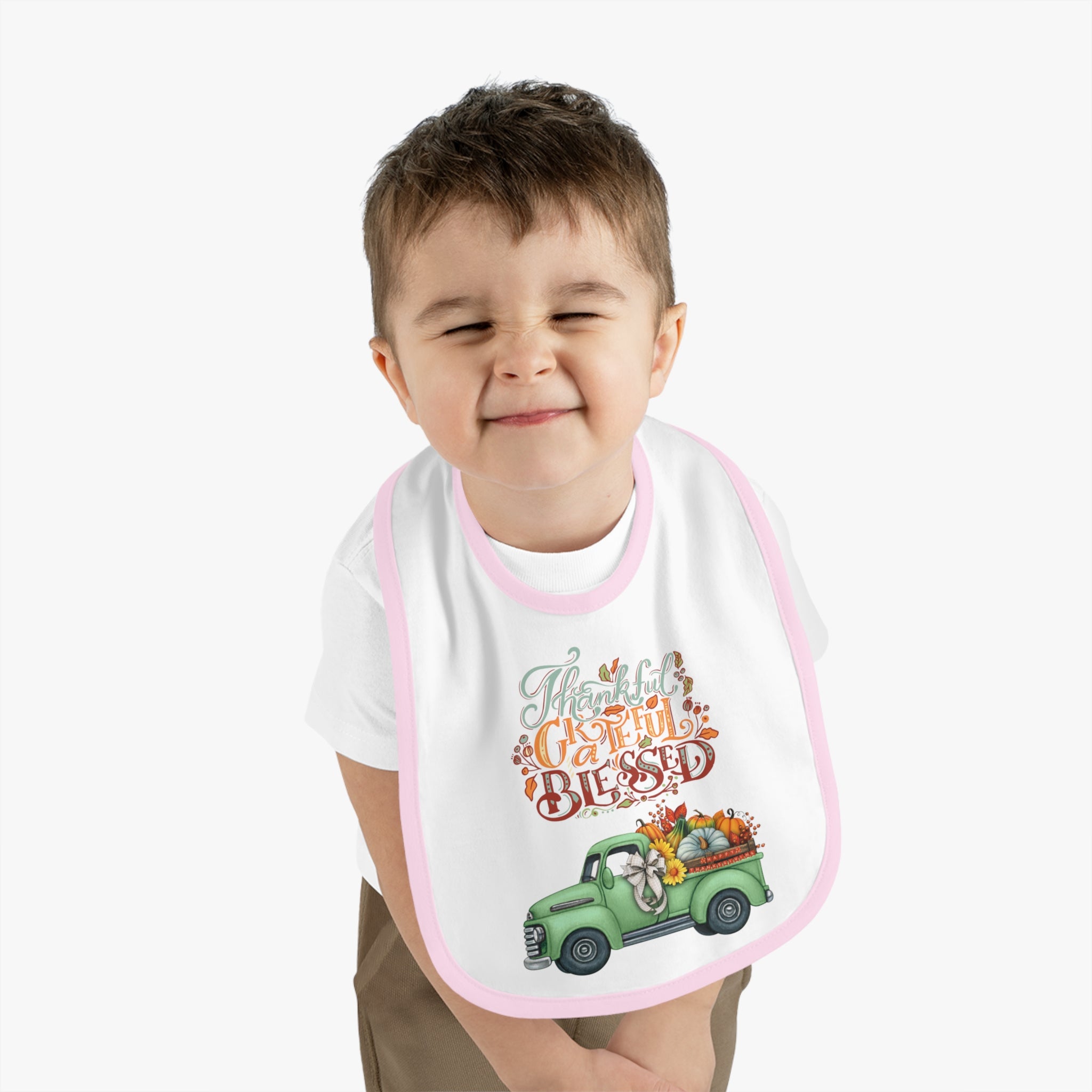 Thankful Bib for Babies | Grateful & Blessed Baby Bib | Cute Fall Bib for Toddlers | Thanksgiving Baby Gift | Holiday Feeding Bib