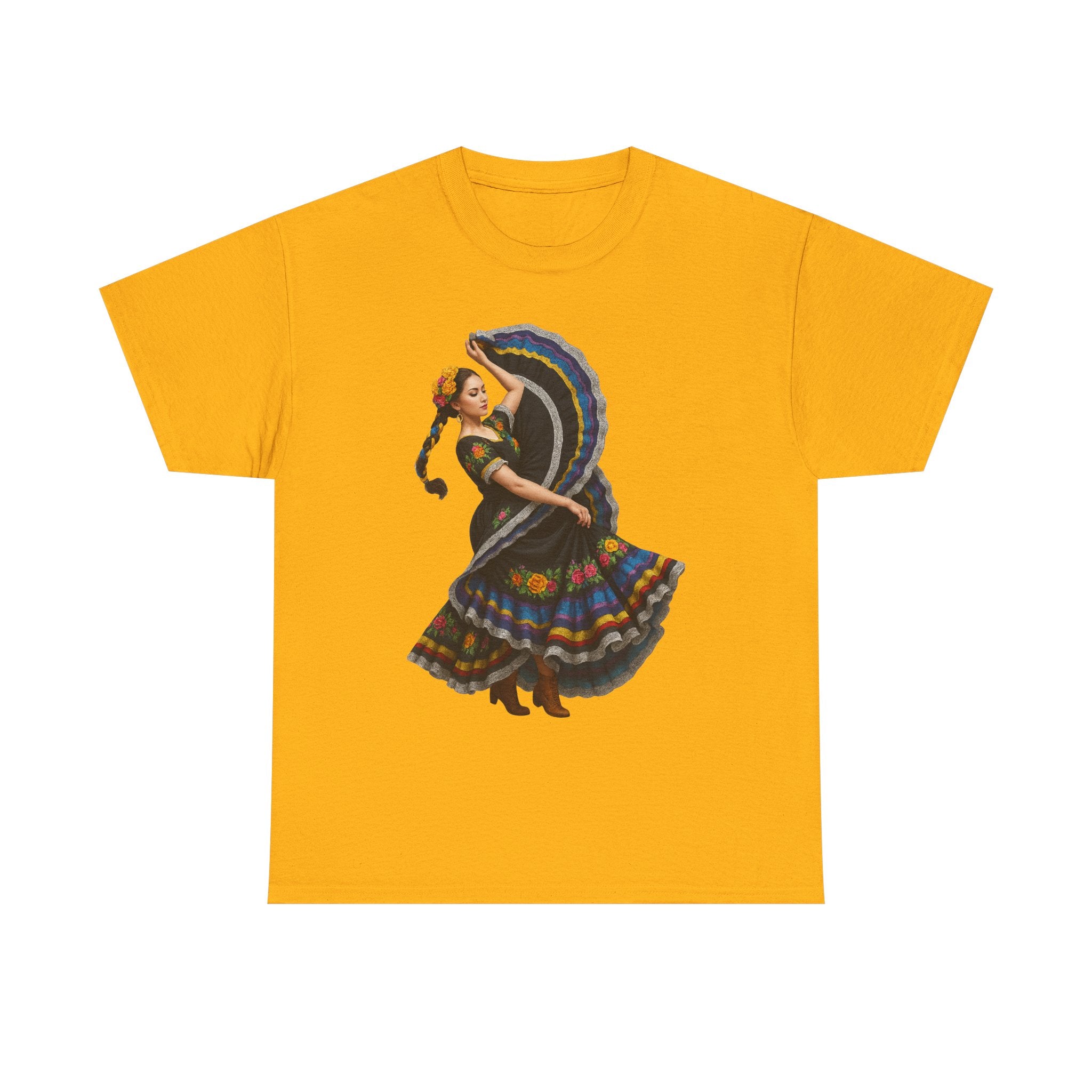 Folklórico Cultural Dance Graphic Tee, Unisex Heavy Cotton T-Shirt, Festival Apparel, Bohemian Style Shirt, Gift for Dancers, Ethnic Art Tee