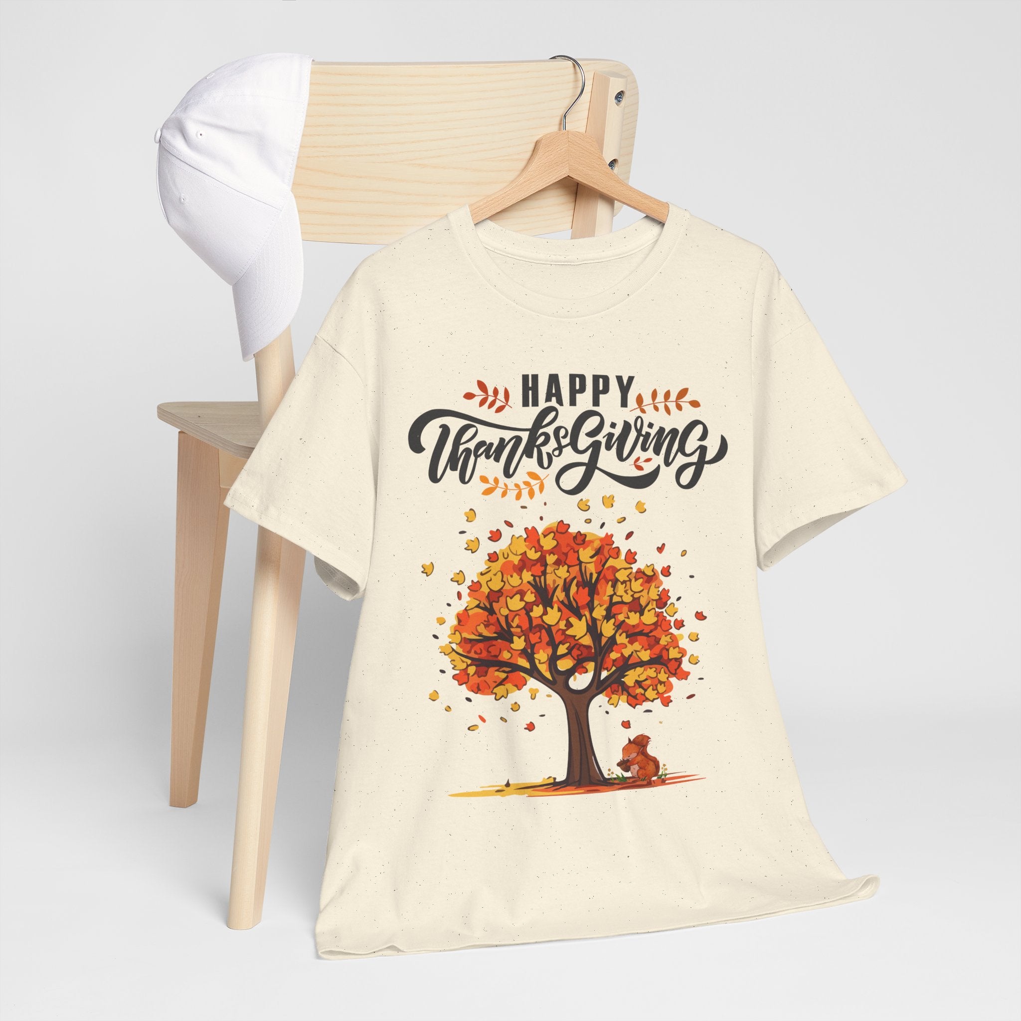 Happy Thanksgiving Tree Unisex Tee, Autumn Shirt, Holiday Apparel, Fall Fashion, Seasonal Gift