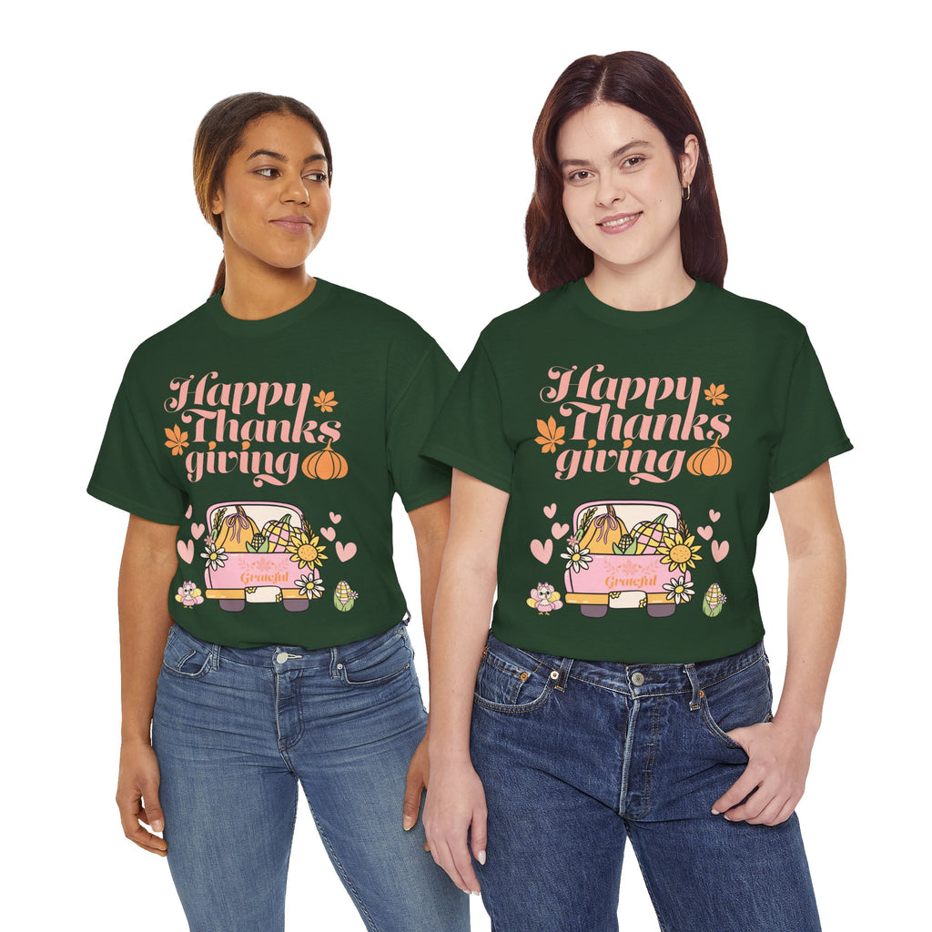 Happy Thanksgiving Unisex Tee | Cozy Autumn Shirt for Family Gatherings, Thanksgiving Celebration, Fall Fashion, Cute Gift Idea