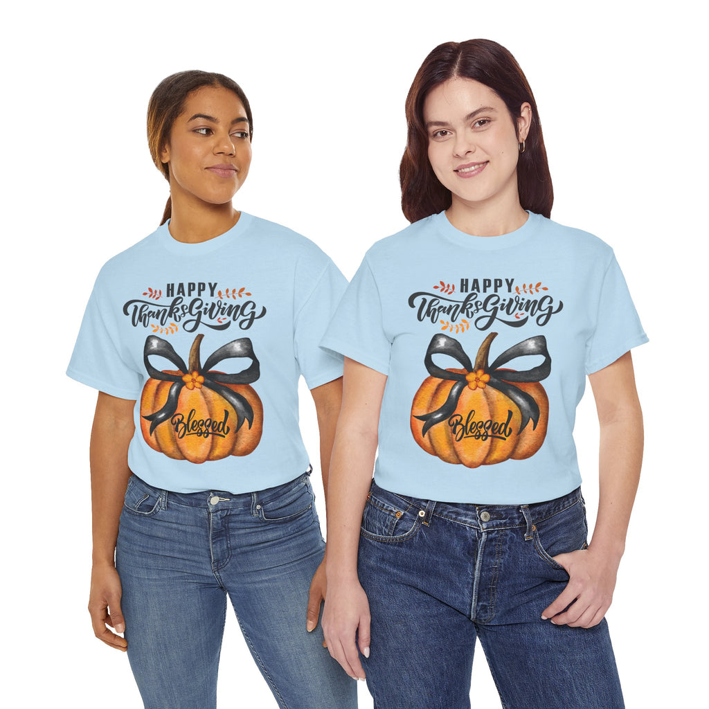 Thanksgiving Pumpkin Tee - Happy Thanksgiving, Blessed Shirt, Fall Apparel, Unisex Cotton Tee, Holiday Gift