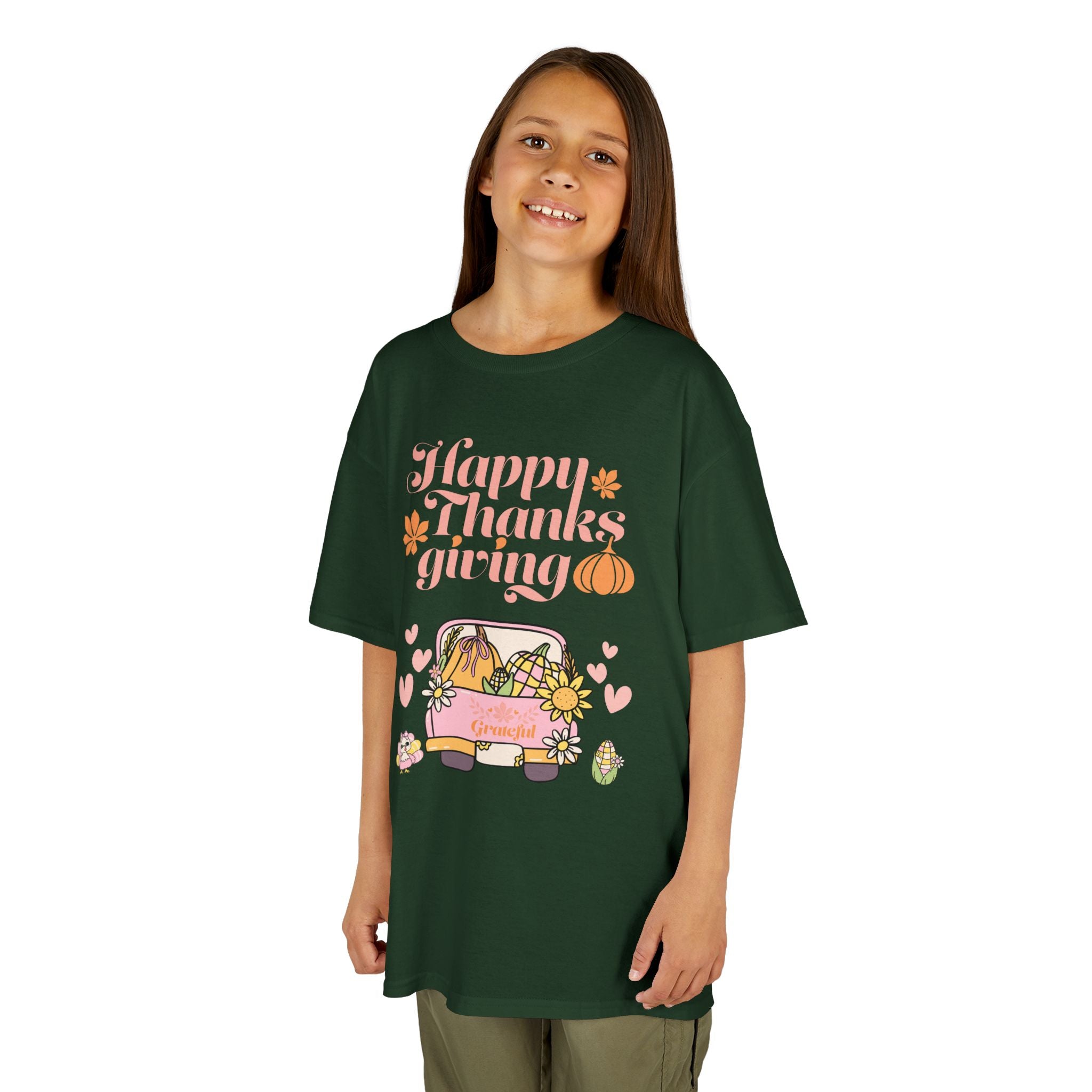 Happy Thanksgiving Kids Tee, Fall T-Shirt, Cute Pumpkin Shirt, Autumn Apparel, Kids Harvest Tee, Seasonal Kids Clothing