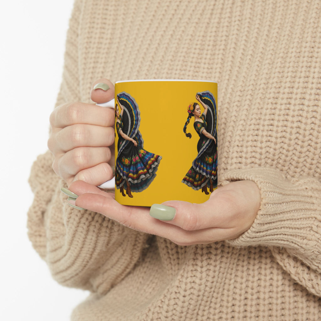 Vibrant Folk Art Ceramic Mug with Dancer Design | Perfect Gift for Festivals, Tea Lovers, Home Decor, Kitchen Essentials