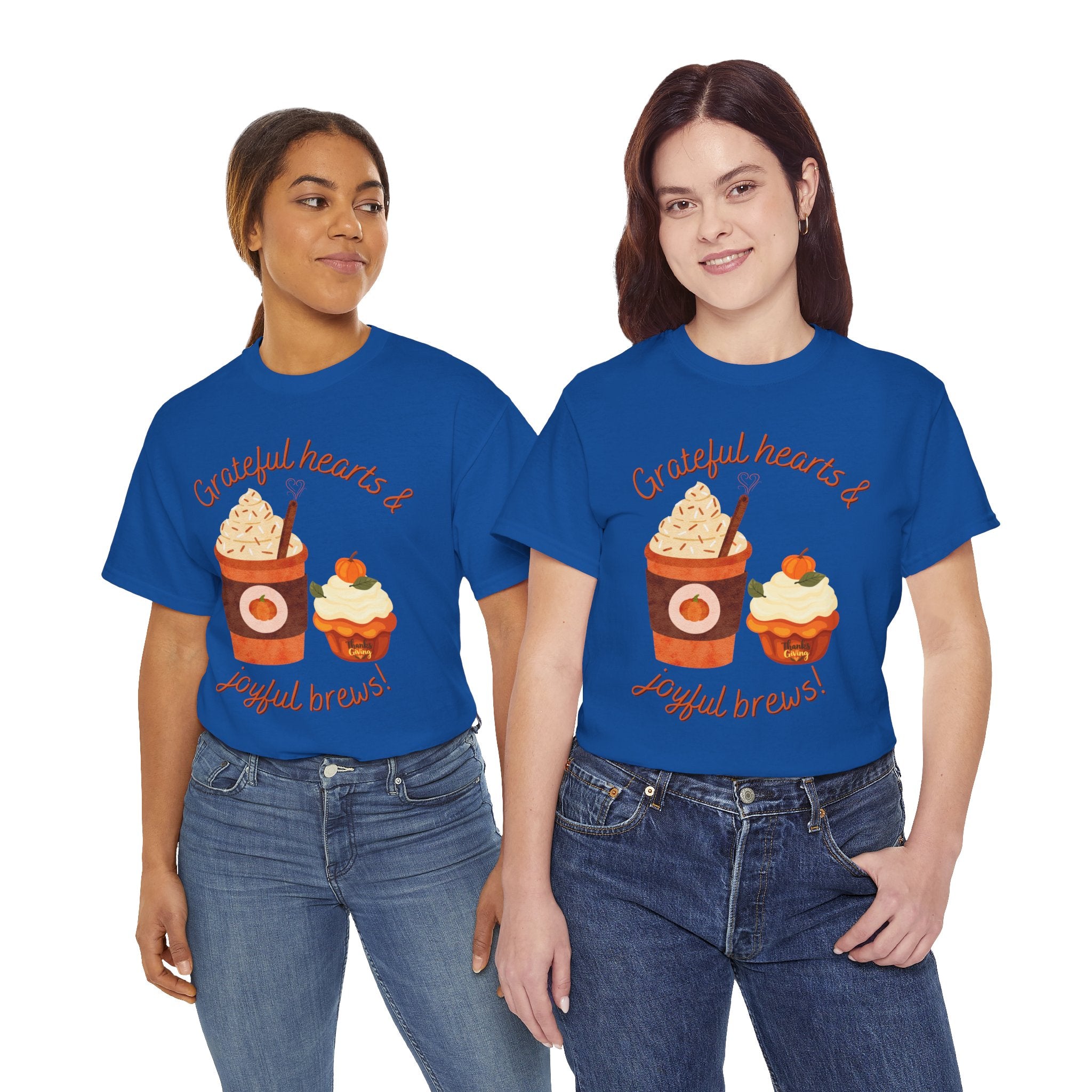 Happy Thanksgiving- Grateful Hearts & Joyful Brews Tee, Unisex Cotton Shirt, Coffee Lovers Gift, Casual Wear, Cute Tee for Celebrations, Fall Fashion