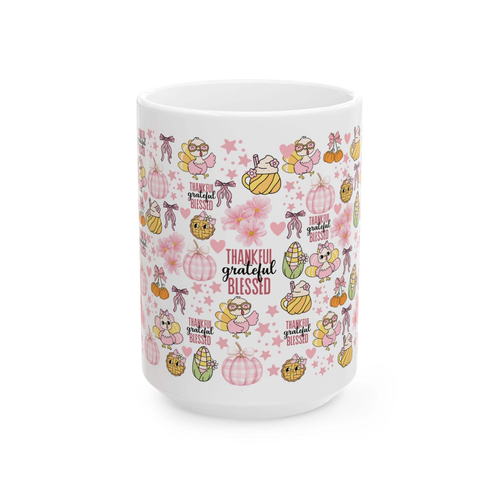 Thankful,Grateful and Blessed Ceramic Mug - Perfect for Fall Celebrations