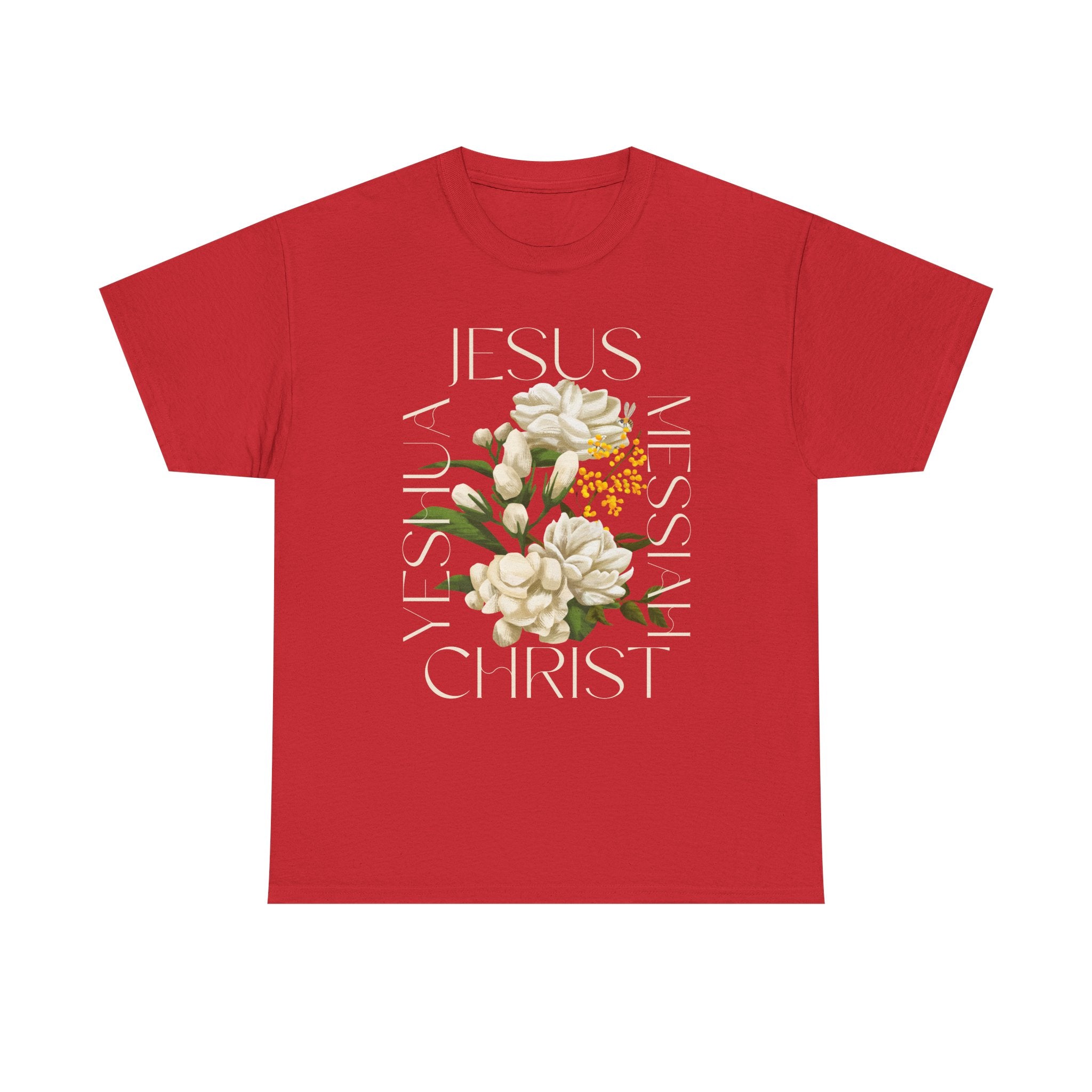 Floral Jesus Christ Tee, Spiritual T-Shirt, Inspirational Unisex Cotton Shirt, Gift for Believers, Christian Apparel