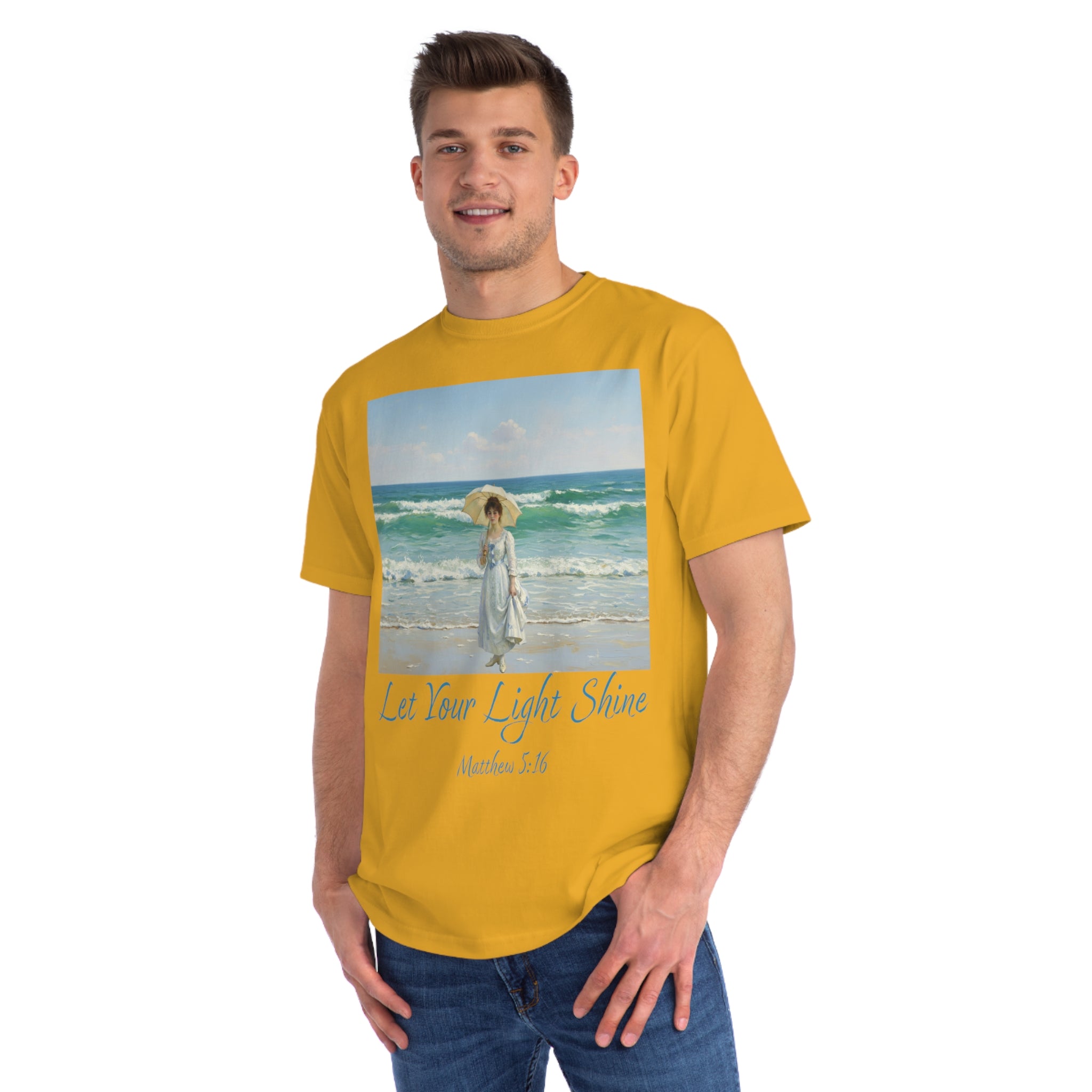 Organic Unisex Classic T-Shirt - Inspirational Beach Art, Let Your Light Shine Design-Figure with a Parasol- Monet Style, Perfect Gift for Ocean Lovers, Casual Wear, [...]