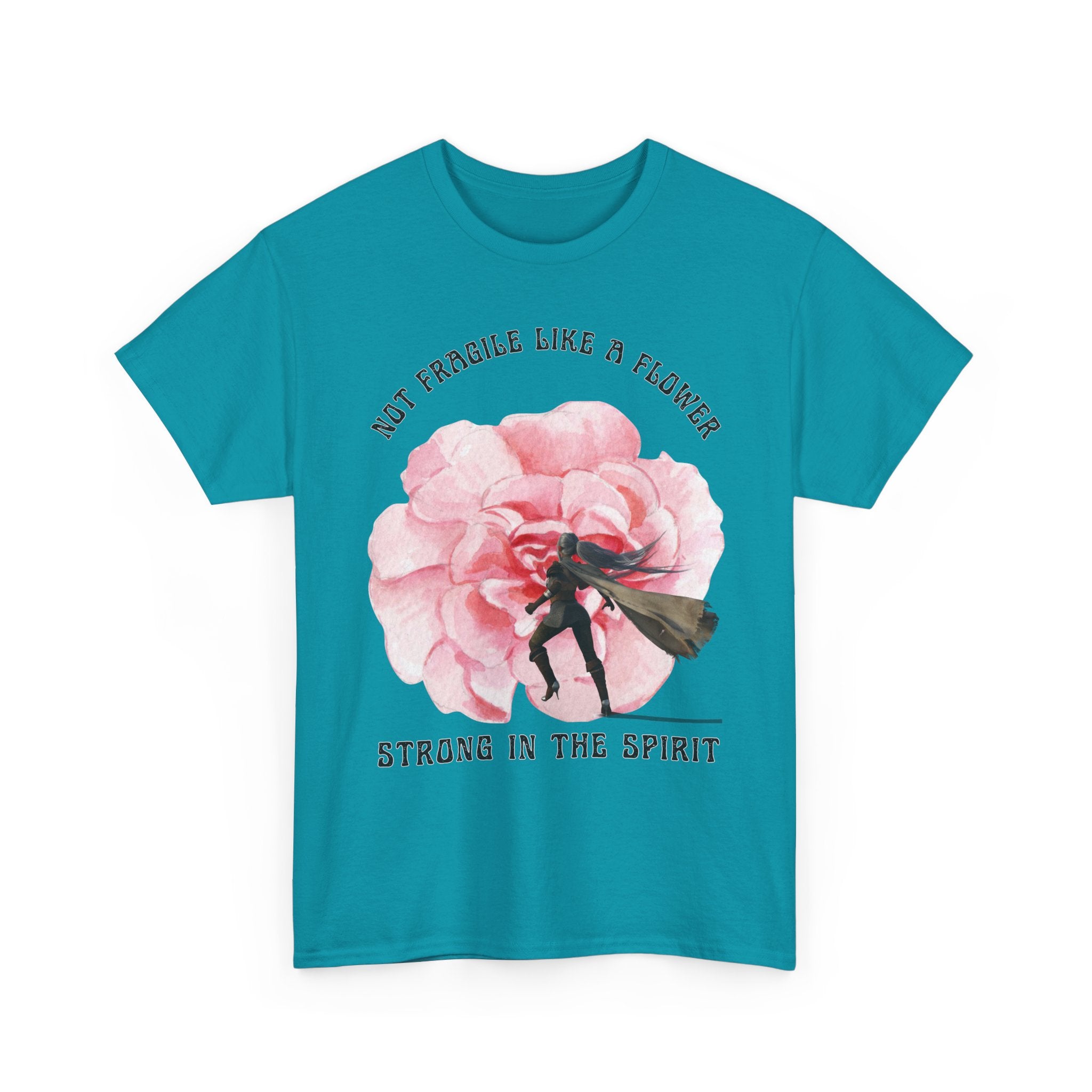 Unisex Heavy Cotton Tee with Empowering Floral Design, Inspirational T-Shirt, Gift for Her, Self-Care Shirt, Women's Day Apparel