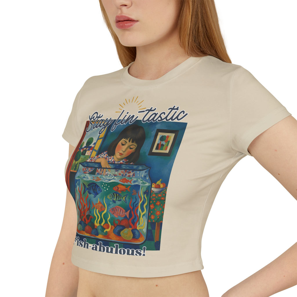 Fish-abulous T-Shirt — Stay Fin-tastic Design- Whimsical Women's Baby Tee, Fish & Art Lover Apparel, Gift for Her,