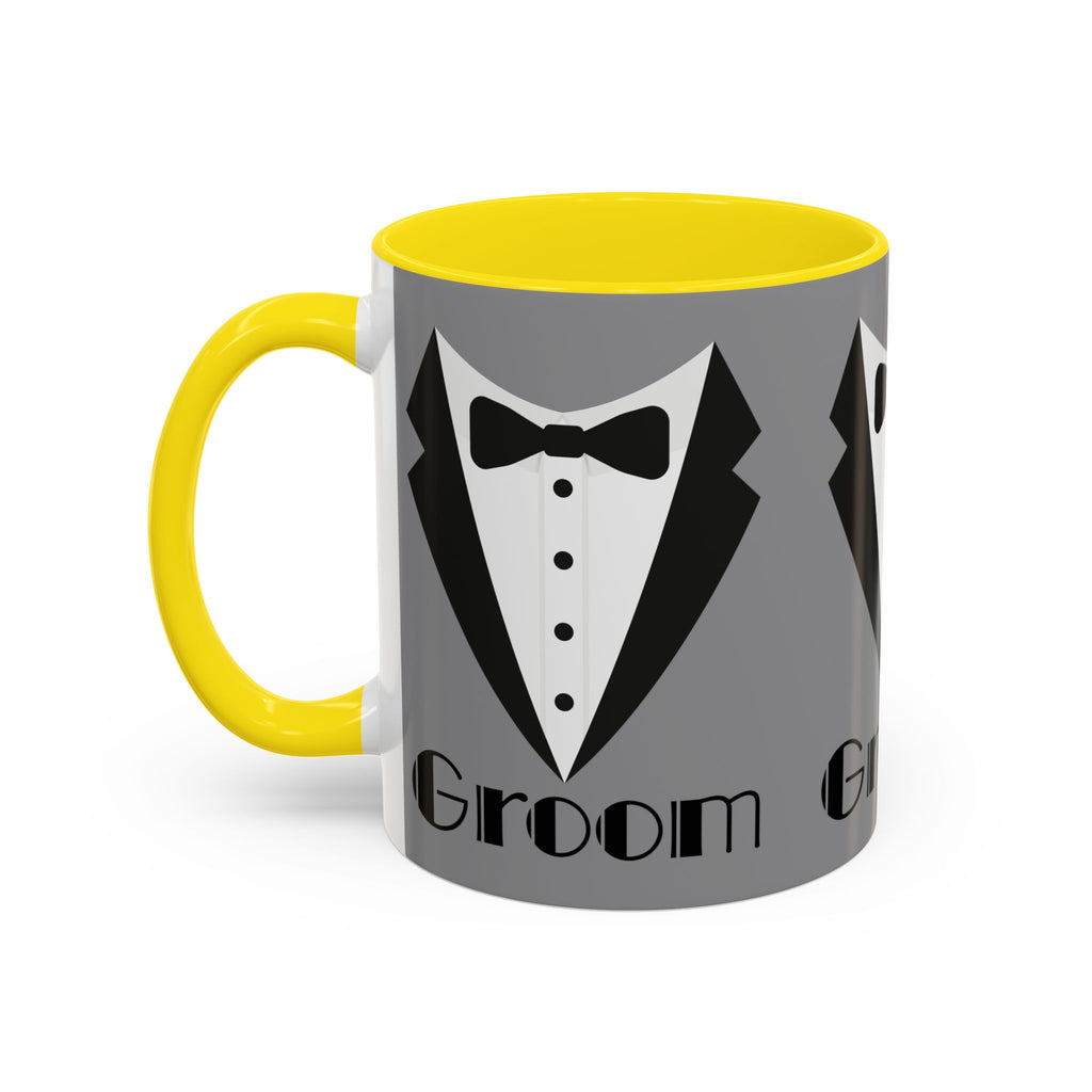 Groom Coffee Mug, Wedding Gift, Groomsmen Party Mug, Black and White Accent Mug, Engagement Celebration
