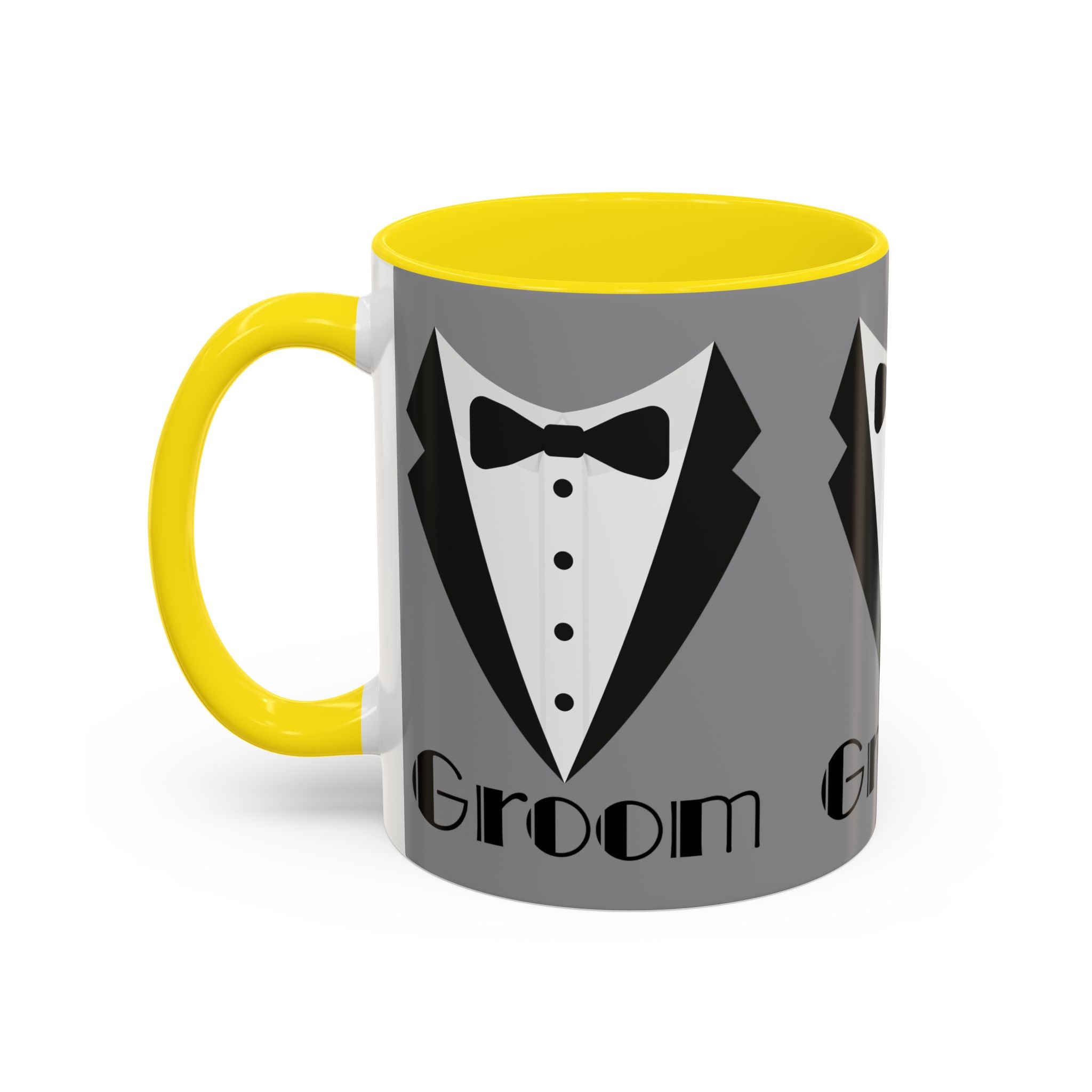 Groom Coffee Mug, Wedding Gift, Groomsmen Party Mug, Black and White Accent Mug, Engagement Celebration