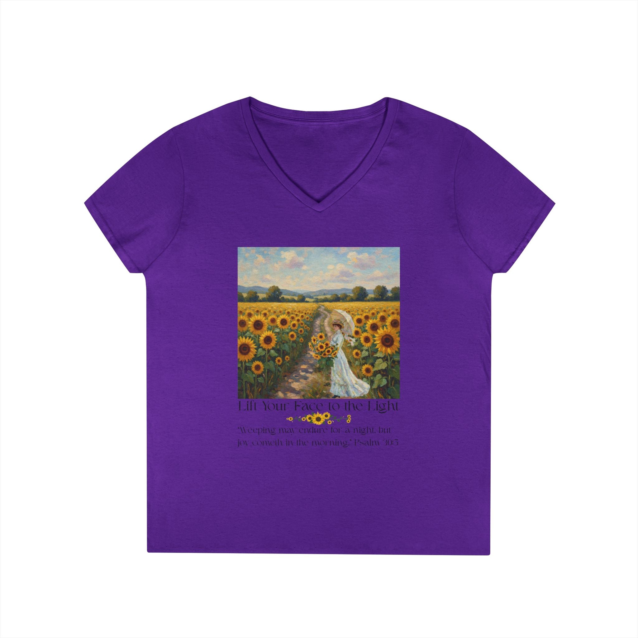 Sunflower Inspirational V-Neck T-Shirt, Motivational Tee, Gift for Her